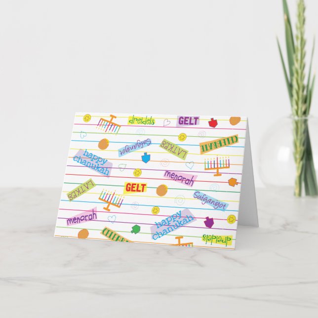 Chanukah "Hanukkah Party" Grußkarte/Umschlag Feiertagskarte (Vorderseite)