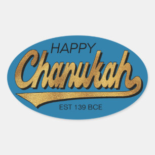 Chanukah/Hanukkah Retro Stickers OVAL