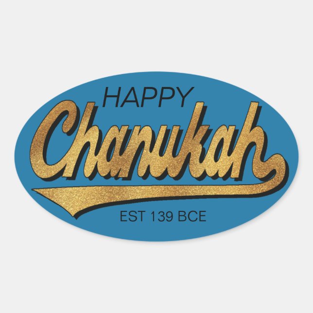 Chanukah/Hanukkah Retro Stickers OVAL (Vorderseite)