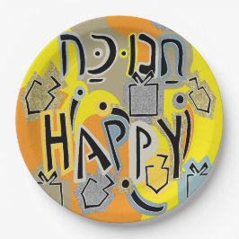 Chanukah Happy Glitzy Pappteller