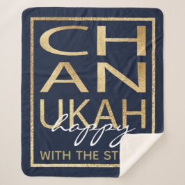 Chanukah Happy Gold Sherpa Blanket/Mittel Sherpadecke