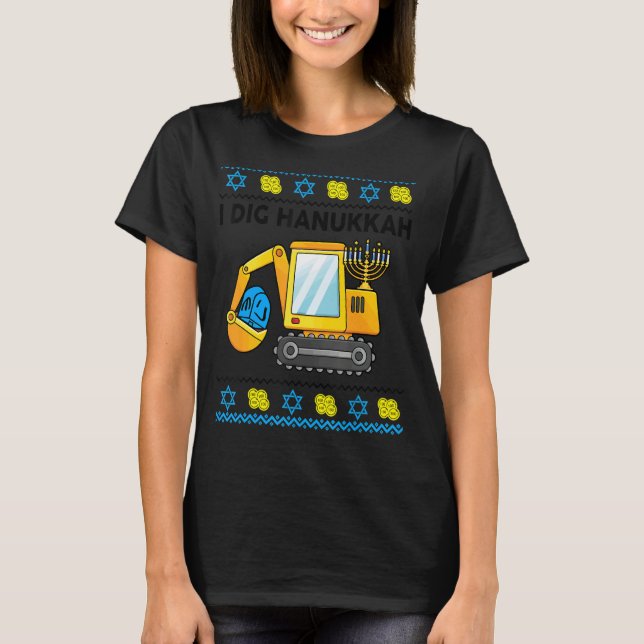 Chanukah I Dig Hanukkah Ugly Jüdischer Kleinkind B T-Shirt (Vorderseite)