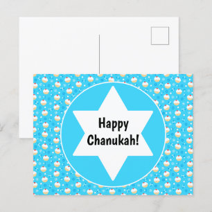Chanukah Jelly Doughnut Jewish Stars Schneeflocken Feiertagspostkarte