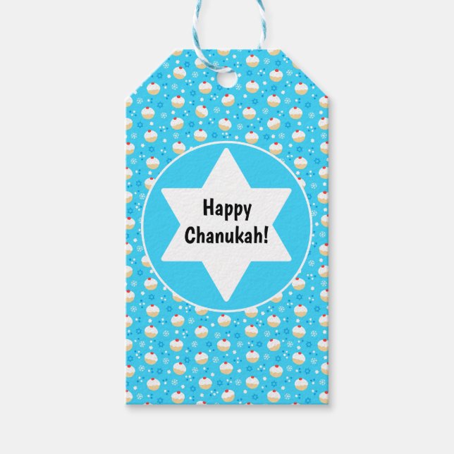 Chanukah Jelly Doughnut Jewish Stars Schneeflocken Geschenkanhänger (Vorderseite)