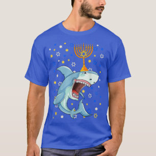 Chanukah Jewish Menorah Shark Funny Hanukkah T-Shi T-Shirt