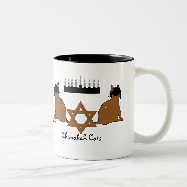 Chanukah Katzen-Tasse Zweifarbige Tasse (Rechts)
