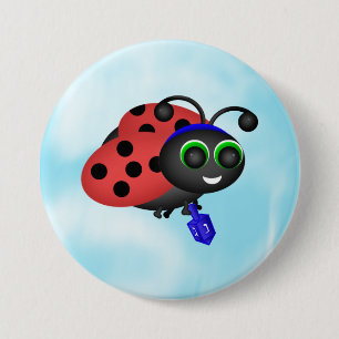 Chanukah Ladybug in yamaka mit dreidel Button