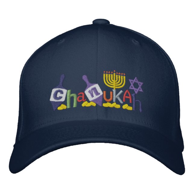 Chanukah Letters Bestickte Kappe (Vorderseite)