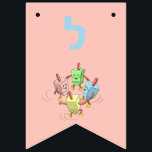 Chanukah maßgeschneiderter Dancing dreidel Banner<br><div class="desc">Überraschen Sie Ihren Gast mit einem maßgeschneiderten chanukah Banner. Fügen Sie Ihren Familiennamen hinzu,  um ihn persönlicher zu machen.</div>