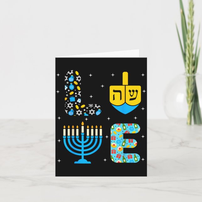 Chanukah Menorah Dreidel Icons Hanukkah Love Celeb Karte (Vorderseite)