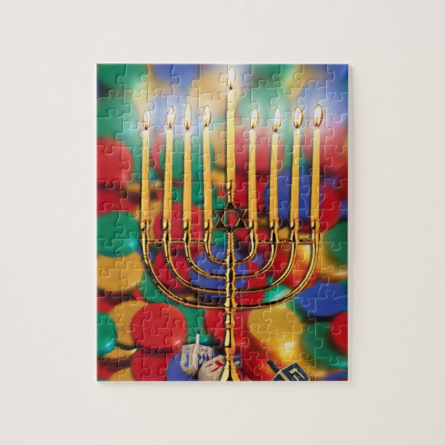 Chanukah Menorah, Dreidel, Süßigkeit Puzzle (Vertikal)