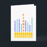 Chanukah Menorah in Words Card Feiertagskarte<br><div class="desc">Diese Menorah besteht aus "Kerzen" aus den verschiedenen Zaubersprüchen Chanukah/Hanukkah... </div>
