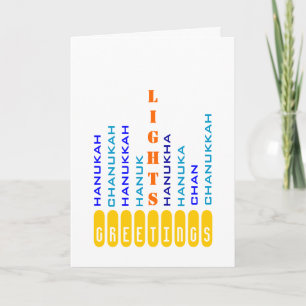Chanukah Menorah in Words Card Feiertagskarte