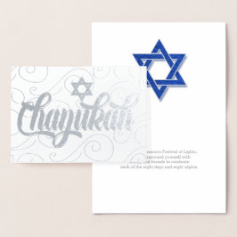Chanukah mit Star of David Modern Silver Folienkarte