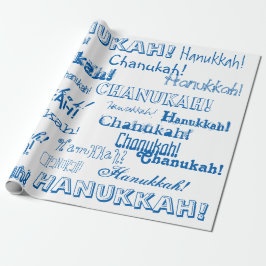Chanukah O' Hannukah Blue and White Wrapping Paper Geschenkpapier