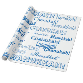 Chanukah O' Hannukah Blue and White Wrapping Paper Geschenkpapier
