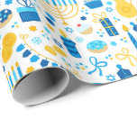 Chanukah Party Blue Gold White Menorah Gelt Cookie Geschenkpapier<br><div class="desc">Fügen Sie etwas Ferienfarbe und funkeln Sie mit diesem lustigen Chanukah Packpapier-Design. Geeignet für Kinder oder Erwachsene, Unternehmen oder Familie Geschenkverpackung Bedürfnisse. Es gibt koordinierende Geschenktaschen, Papiertücher und Band für einen kompletten Chanukah-Look, oder Sie können mischen und mit unseren anderen Chanukah Packpapier Muster. Dieses Design ist in blau, weiß und...</div>