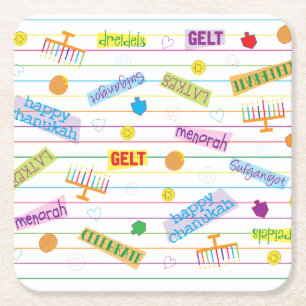 Chanukah Party Time Rechteckiger Pappuntersetzer