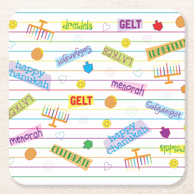 Chanukah Party Time Rechteckiger Pappuntersetzer (Vorderseite)