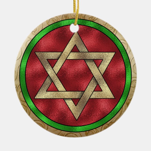 Chanukah Star von David Keramik Ornament (Vorne)