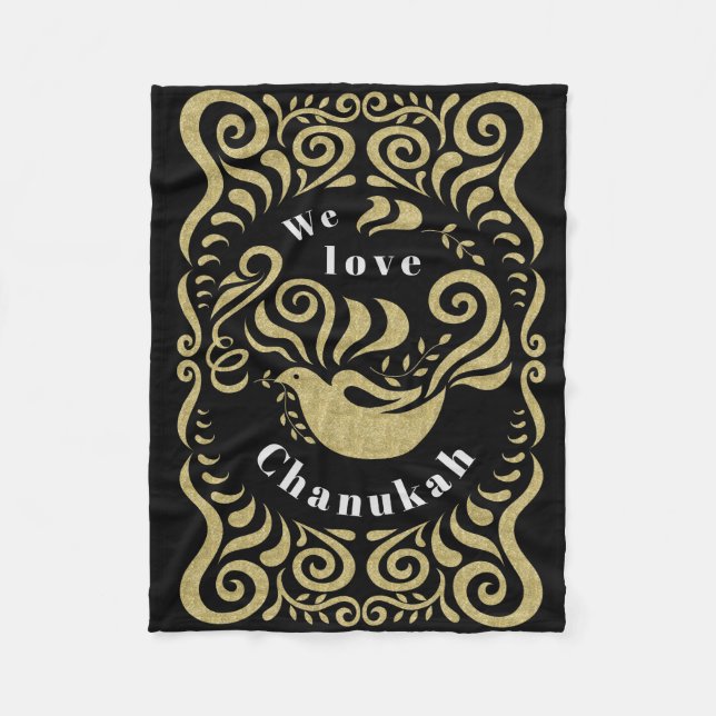 Chanukah Stencil Fleece Blanket (Vorderseite)
