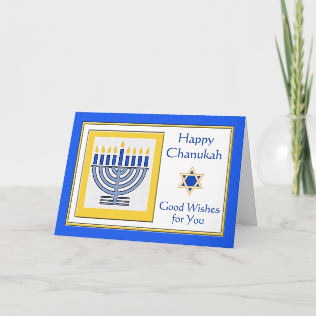 Chanukah wünscht sich eine zeitgenössische Menorah Karte (Vorderseite)