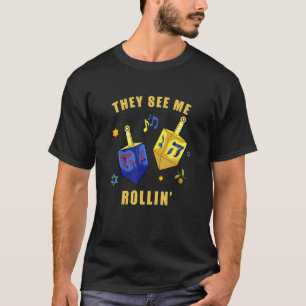 Chanukka 2022 Dreidel-Spiel They See Me Rollin' Ju T-Shirt