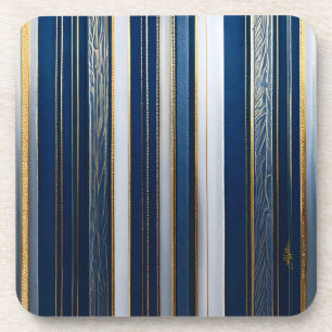 Chanukka-Blues-Streifen Blau Weiß Gold Getränkeuntersetzer