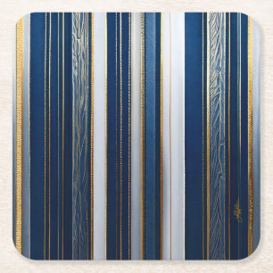 Chanukka-Blues-Streifen Blau Weiß Gold Rechteckiger Pappuntersetzer