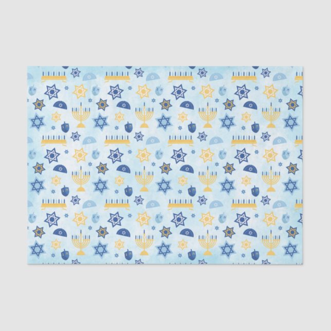 Chanukka Chanukah Menorah beleuchtet Sterne Seidenpapier (Vorderseite)