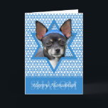 Chanukka-Davidsstern - Chihuahua Feiertagskarte<br><div class="desc">Was Sprichwort glückliches Chanukka machen könnte mehr Spaß als, diesen Chihuahua-Hund habend, ein Yamaka zu tragen, das durch den Davidsstern Umgeben wurde. Dieser wunderliche Feiertagsentwurf ist sicher, Ihre Freunde und Familie sowie andere Hundeliebhaber zu erfreuen. Dieser Entwurf ist herein über 100 verfügbar Hundezucht. Wenn Sie nicht Ihren Lieblingshund sehen zu...</div>