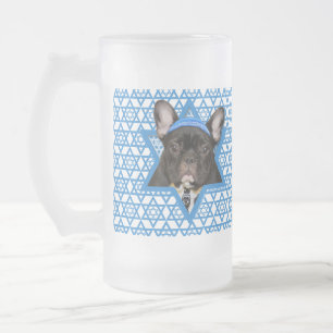 Chanukka-Davidsstern - Französische Bulldogge - Mattglas Bierglas