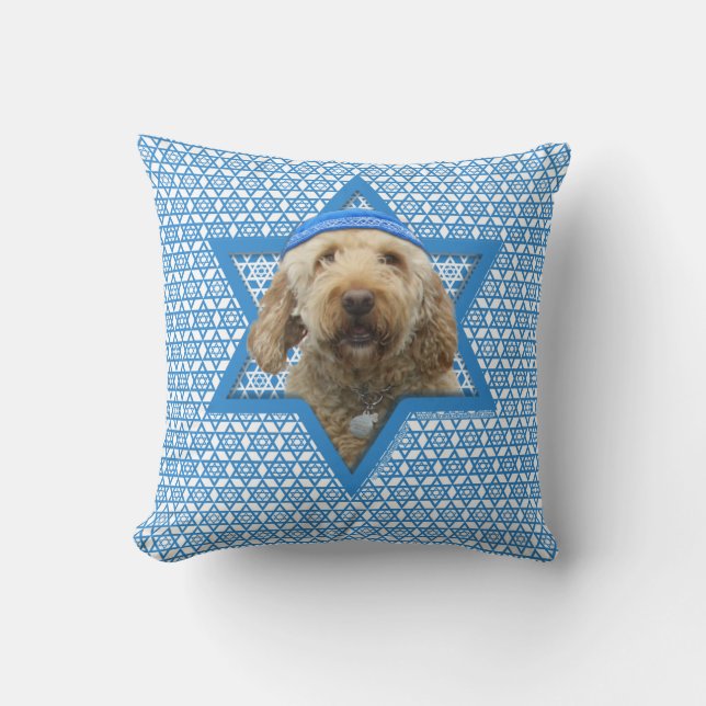 Chanukka-Davidsstern - GoldenDoodle Kissen (Vorderseite)