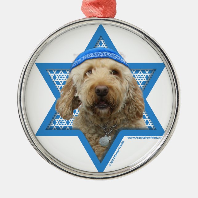 Chanukka-Davidsstern - GoldenDoodle Silbernes Ornament (Vorne)
