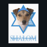 Chanukka-Davidsstern - Jack-Russell-Terrier Feiertagspostkarte<br><div class="desc">Was Sprichwort glückliches Chanukka machen könnte mehr Spaß als, diesen Jack-Russell-Terrier-Hund habend, ein Yamaka zu tragen, das durch den Davidsstern Umgeben wurde. Dieser wunderliche Feiertagsentwurf ist sicher, Ihre Freunde und Familie sowie andere Hundeliebhaber zu erfreuen. Dieser Entwurf ist herein über 100 verfügbar Hundezucht. Wenn Sie nicht Ihren Lieblingshund sehen zu...</div>