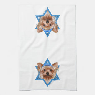 Chanukka-Davidsstern - Yorkshire Terrier Geschirrtuch