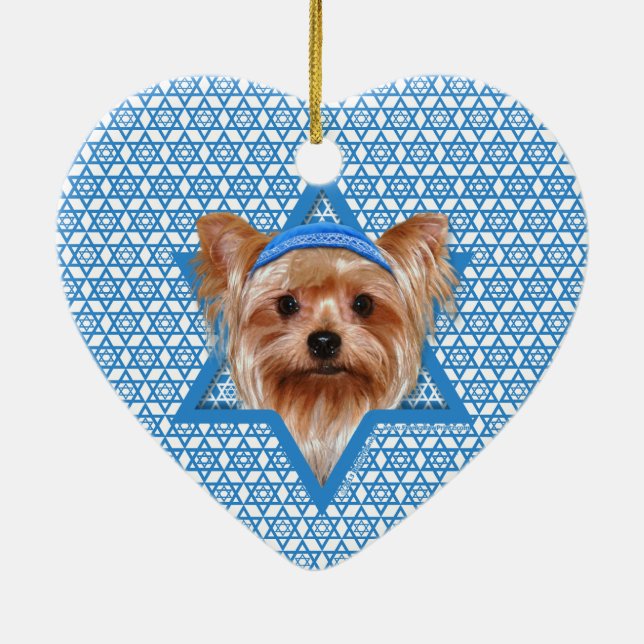 Chanukka-Davidsstern - Yorkshire Terrier Keramik Ornament (Hinten)