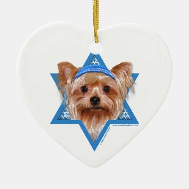 Chanukka-Davidsstern - Yorkshire Terrier Keramikornament (Vorne)