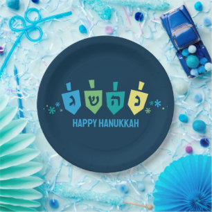 Chanukka-Dreidel-Party-Teller Pappteller