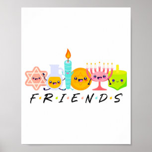 Chanukka-Freunde-Menora Traditionelle jüdische Dre Poster