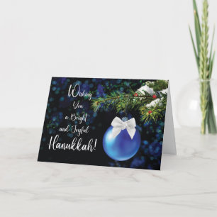 Chanukka-Helle und Fröhliche Blaue Dekoration an e Karte