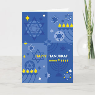 Chanukka ikonenhaftes Menorah und Davidsstern Feiertagskarte