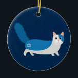 Chanukka-Katze Keramikornament<br><div class="desc">Ein großes Geschenk für Katzenliebhaber auf Chanukah!</div>