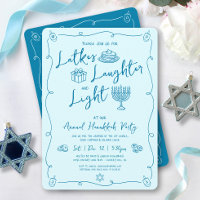 Chanukka Latke Lachen Licht Türkis Doodles Party