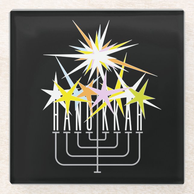 Chanukka-Lichter Glasuntersetzer (Vorderseite)