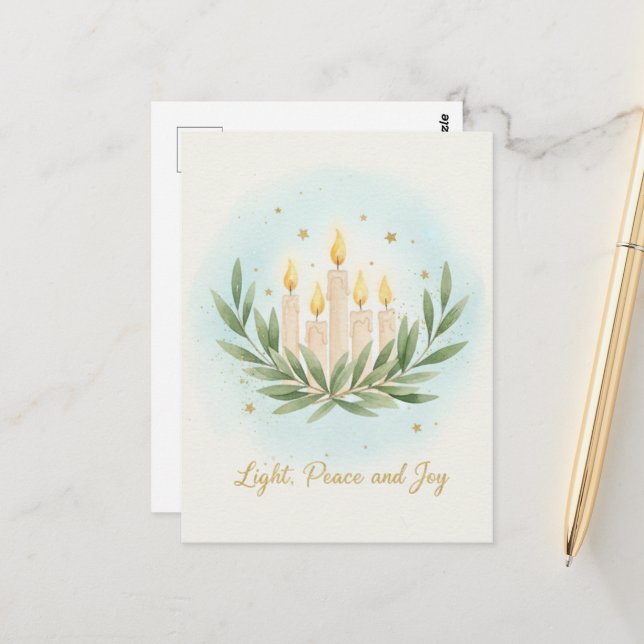 Chanukka-Lichter-Postkarte Postkarte (Vorderseite/Rückseite Beispiel)