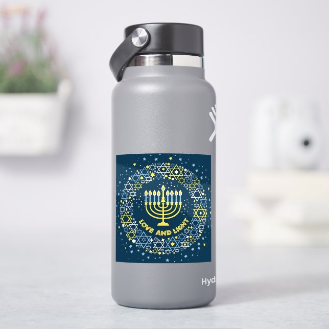 Chanukka-Menora Davidstern Kranz Aufkleber (HydroFlask)