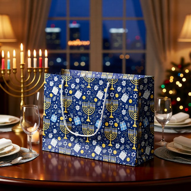 Chanukka-Menora-Geschenktasche Große Geschenktüte (Von Creator hochgeladen)