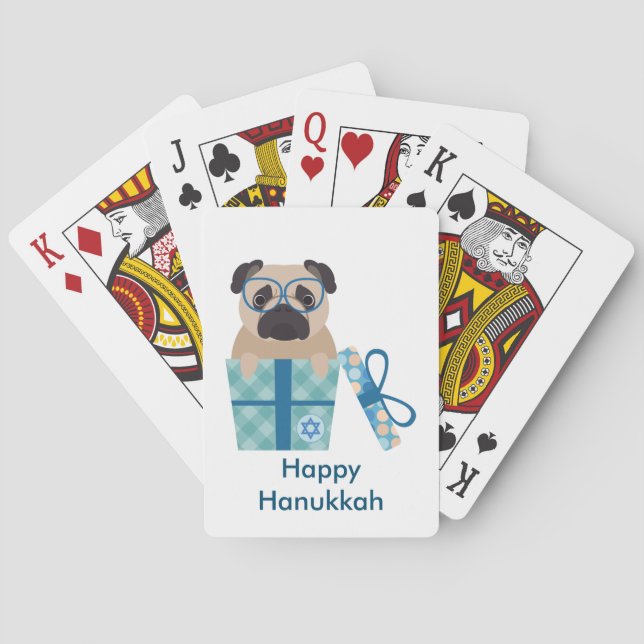 Chanukka-Mops-Geschenk Spielkarten (Rückseite)