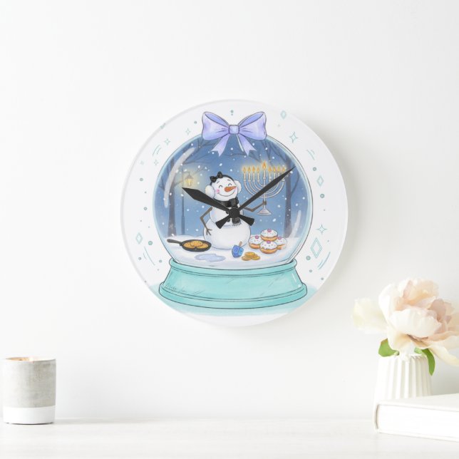 Chanukka-Schneekugel Große Wanduhr (Zuhause)